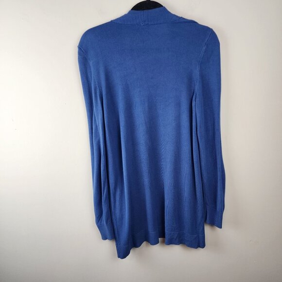 Chico's Women 2 / L  Open Front Blue Cardigan Sweater Relaxed Fit Lightweight - Picture 6 of 7